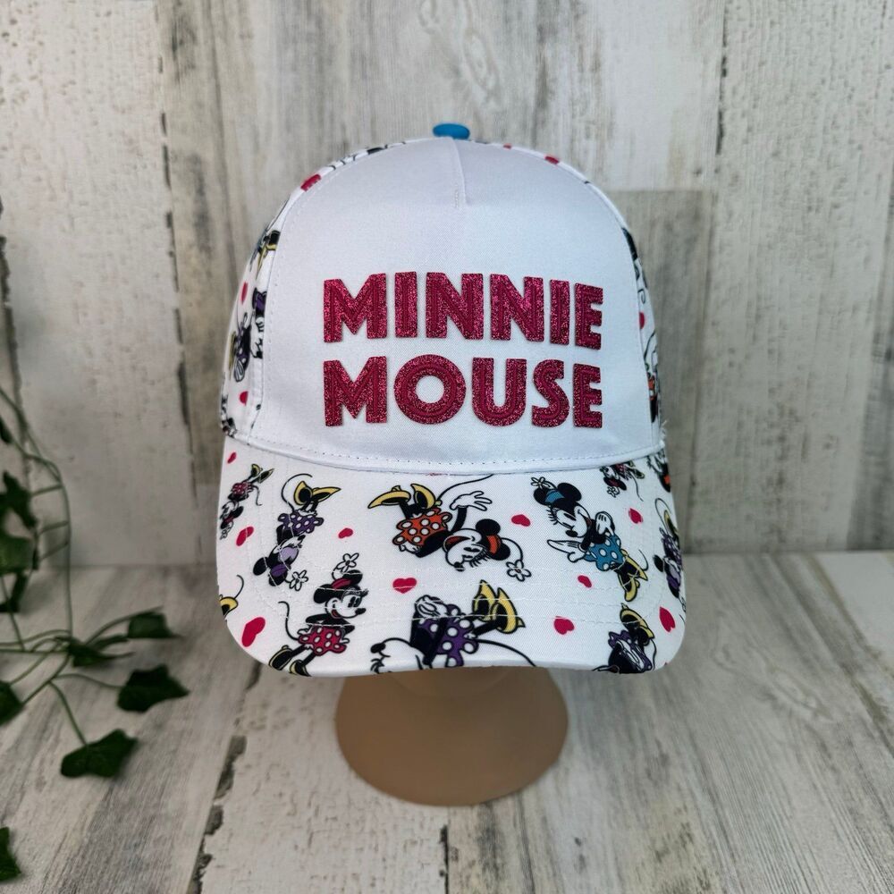 Walt Disney World Disney Parks Glitter Minnie Mouse Hearts Youth Cap Hat NWT
